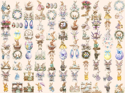 Vintage Bunnies Watercolor Clipart antique bunny png - Wonders Artist