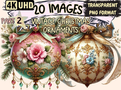 Vintage Christmas Ornaments (P2) Clipart Antique Xmas Clip - Wonders Artist