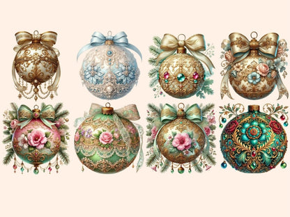 Vintage Christmas Ornaments (P2) Clipart Antique Xmas Clip - Wonders Artist