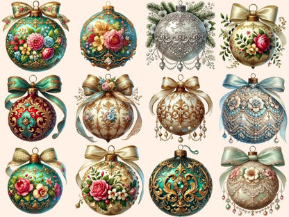 Vintage Christmas Ornaments (P2) Clipart Antique Xmas Clip - Wonders Artist