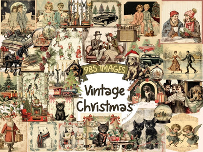 Vintage Christmas Watercolor Clipart antique christmas - Wonders Artist