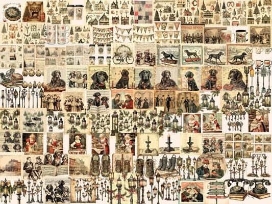 Clipart aquarelle de Noël vintage