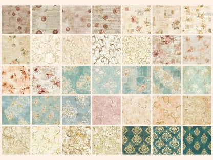 Vintage Elegance Seamless Pattern Digital Papers antique digital baroque print classic floral - WondersArtist