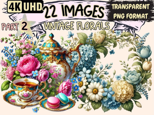 Vintage Florals (P2) Clipart Antique Flowers - Wonders Artist