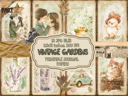 Vintage Gardens Journal Pages (P2) Antique Stationery - Wonders Artist