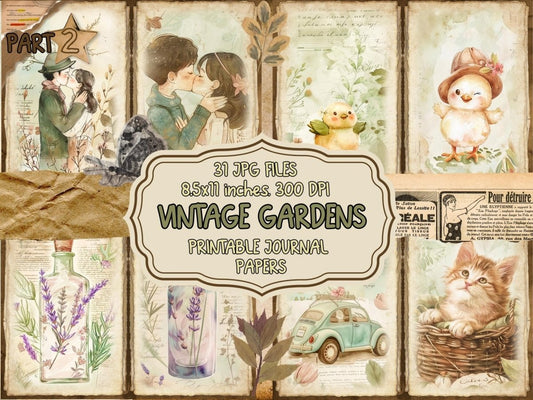 Vintage Gardens Journal Pages (P2) Antique Stationery - Wonders Artist