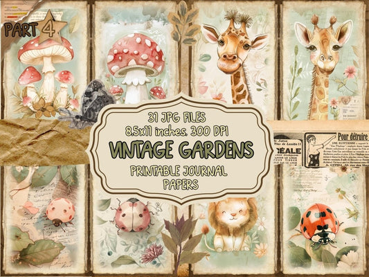 Vintage Gardens Journal Pages (P4) Antique Stationery - Wonders Artist