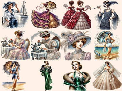 Vintage Ladies Clipart Antique Ladies PNG - Wonders Artist