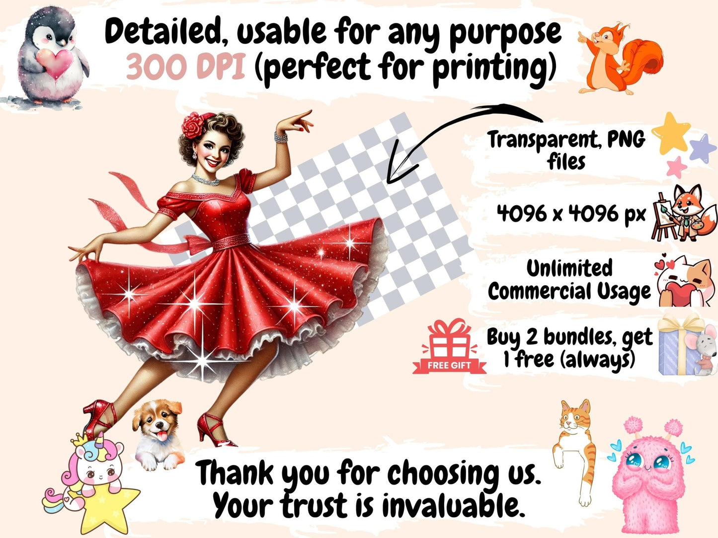 Vintage Ladies (P3) Clipart - High - Quality Instant Digital Download for Creative Projects