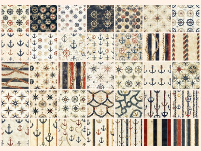 Vintage Nautical Seamless Pattern Digital Papers aged nautical map - Wonders Artist