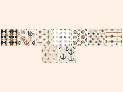 Vintage Nautical Seamless Pattern Digital Papers aged nautical map - Wonders Artist