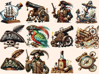Vintage Pirates Clipart antique digital art - Wonders Artist