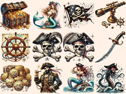 Vintage Pirates Clipart antique digital art - Wonders Artist