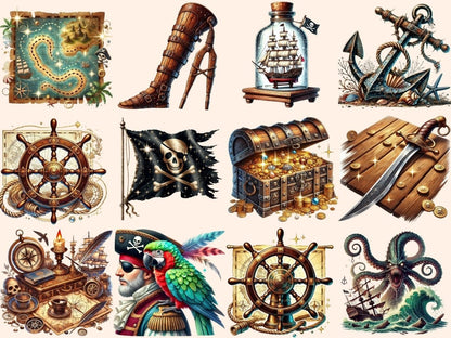 Vintage Pirates Clipart antique digital art - Wonders Artist