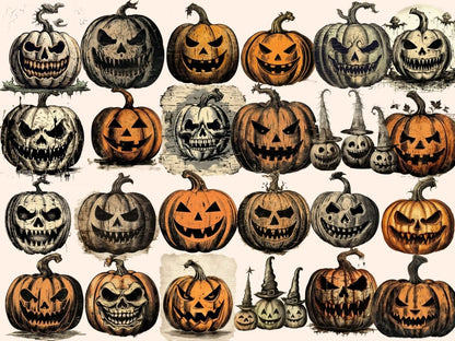 Vintage Pumpkins Watercolor Clipart halloween clipart - Wonders Artist