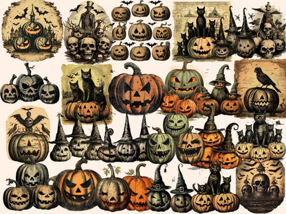 Vintage Pumpkins Watercolor Clipart halloween clipart - Wonders Artist