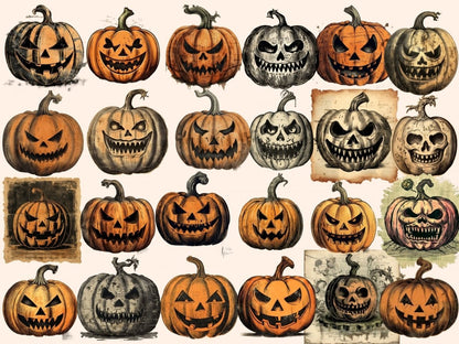 Vintage Pumpkins Watercolor Clipart halloween clipart - Wonders Artist