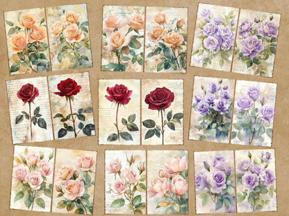 Vintage Roses Journal Pages (P1) Antique Rose Journal - Wonders Artist