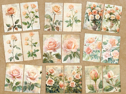 Vintage Roses Journal Pages (P2) Antique Rose Journal - Wonders Artist