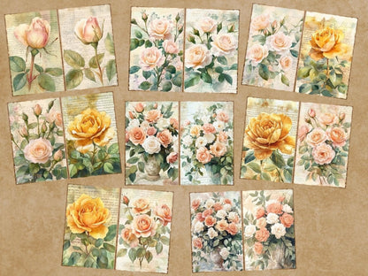 Vintage Roses Journal Pages (P2) Antique Rose Journal - Wonders Artist