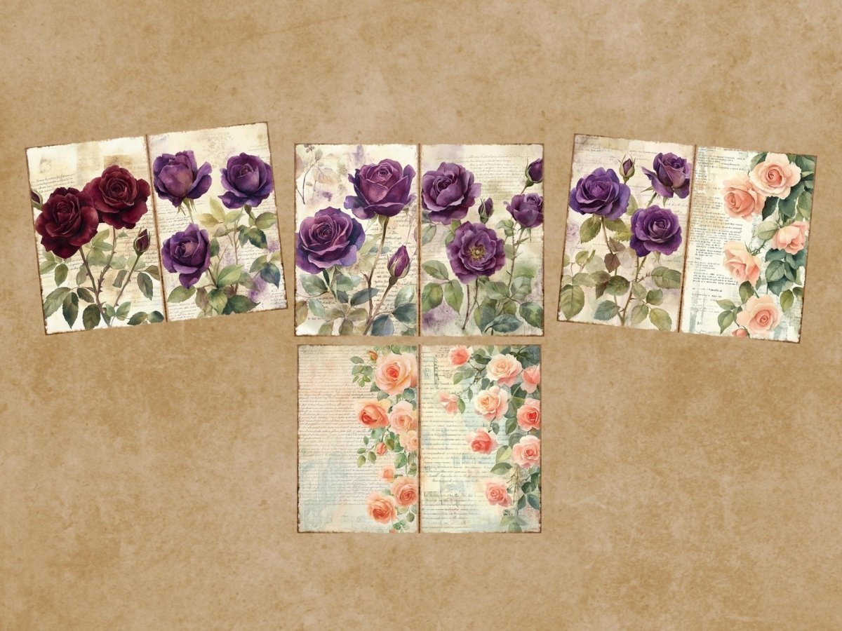 Vintage Roses Journal Pages (P4) Antique Rose Journal - Wonders Artist