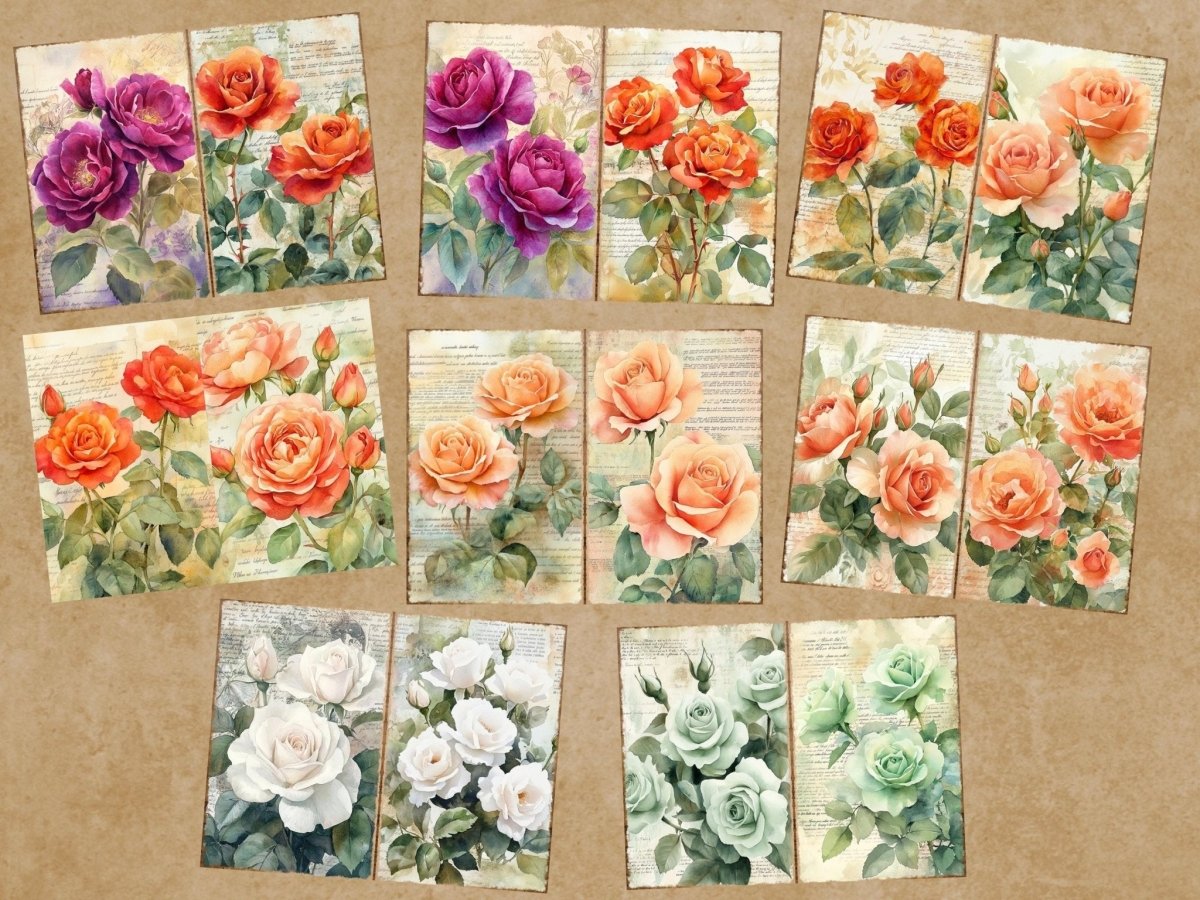 Vintage Roses Journal Pages (P4) Antique Rose Journal - Wonders Artist