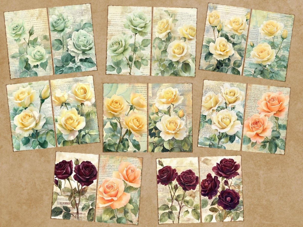Vintage Roses Journal Pages (P4) Antique Rose Journal - Wonders Artist