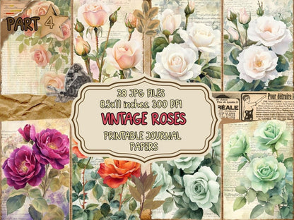 Vintage Roses Journal Pages (P4) Antique Rose Journal - Wonders Artist
