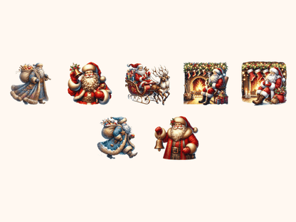 Vintage Santa Clipart All Bundles Clipart Line Art - WondersArtist