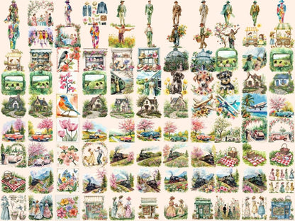 Vintage Spring Watercolor Clipart retro spring clipart - Wonders Artist