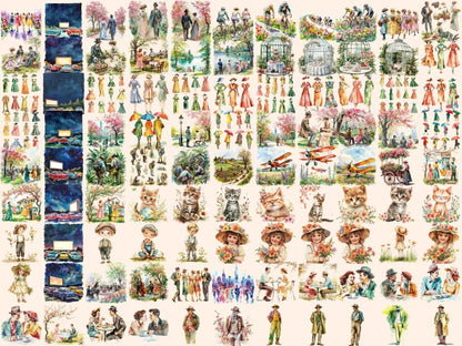 Vintage Spring Watercolor Clipart retro spring clipart - Wonders Artist