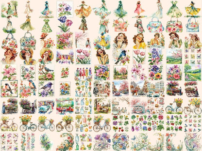 Vintage Spring Watercolor Clipart retro spring clipart - Wonders Artist