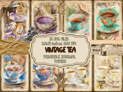 Vintage Tea Journal Pages Antique Tea Pages - Wonders Artist