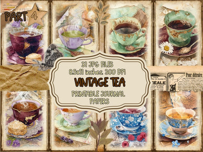 Vintage Tea Journal Pages (P4) Antique Tea Pages - Wonders Artist