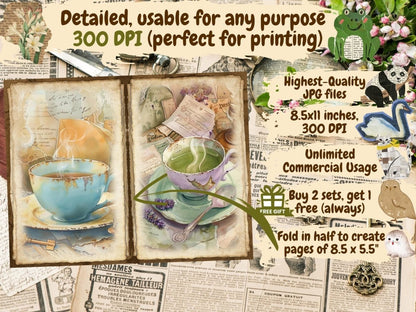 Vintage Tea Journal Pages (P4) Antique Tea Pages - Wonders Artist