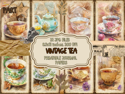 Vintage Tea Journal Pages (P5) Antique Tea Pages - Wonders Artist