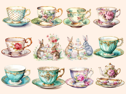 Вінтажний чай акварельний кліпарт