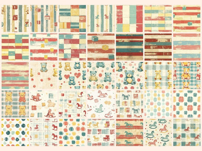 Vintage Toybox Seamless Digital Paper Antique Doll Paper - Wonders Artist