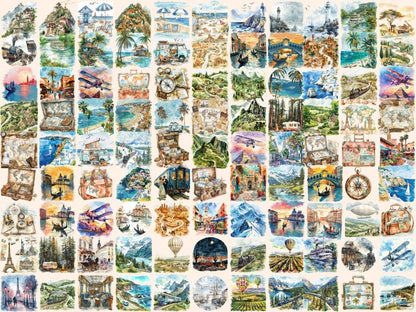 Vintage Travel Watercolor Clipart old travel clipart - Wonders Artist