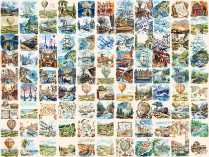 Vintage Travel Watercolor Clipart old travel clipart - Wonders Artist