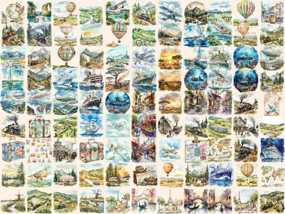 Vintage Travel Watercolor Clipart old travel clipart - Wonders Artist