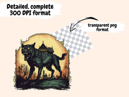 Vintage Werewolves Watercolor Clipart antique halloween - Wonders Artist