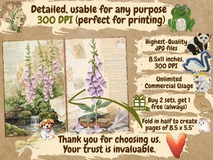 Vintage Woodland Journal Pages (P3) Antique Woodland Kit - Wonders Artist