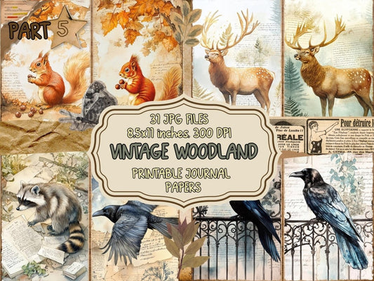 Vintage Woodland Journal Pages (P5) Antique Woodland Kit - Wonders Artist