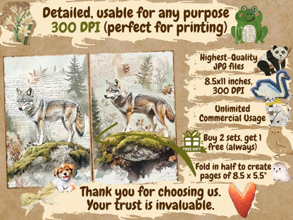 Vintage Woodland Journal Pages (P6) Antique Woodland Kit - Wonders Artist