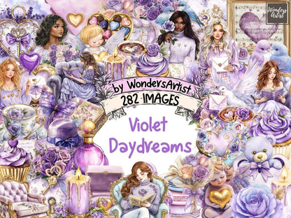 Violet Daydreams Watercolor Clipart botanical violet png - Wonders Artist