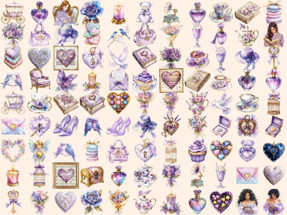 Violet Daydreams Watercolor Clipart botanical violet png - Wonders Artist