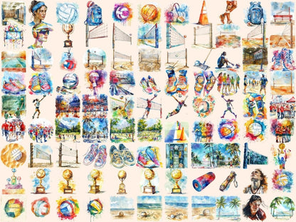 Volleyball Watercolor Clipart beach sport clipart - Wonders Artist
