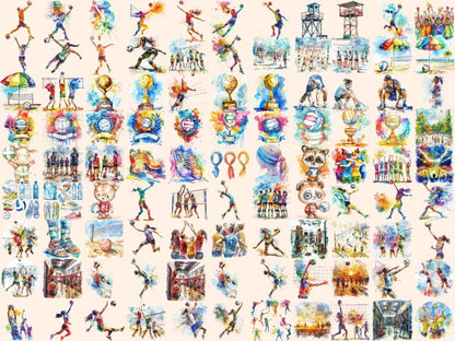 Volleyball Watercolor Clipart beach sport clipart - Wonders Artist