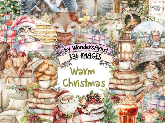 Warm Christmas Watercolor Clipart - High - Quality Instant Digital Download for Creative Projects